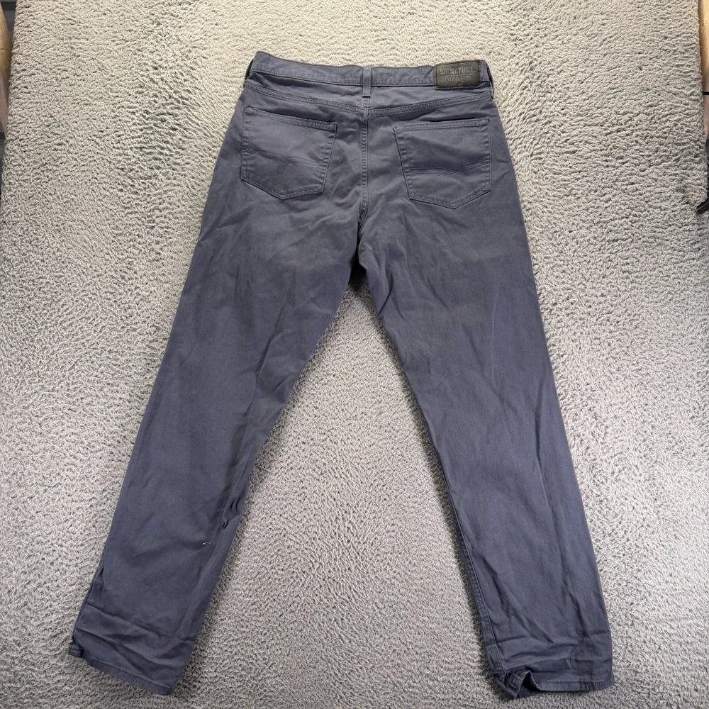 Signature by Levi Pant Mens 34x34 Blue Cotton Chino Straight Preppy Business